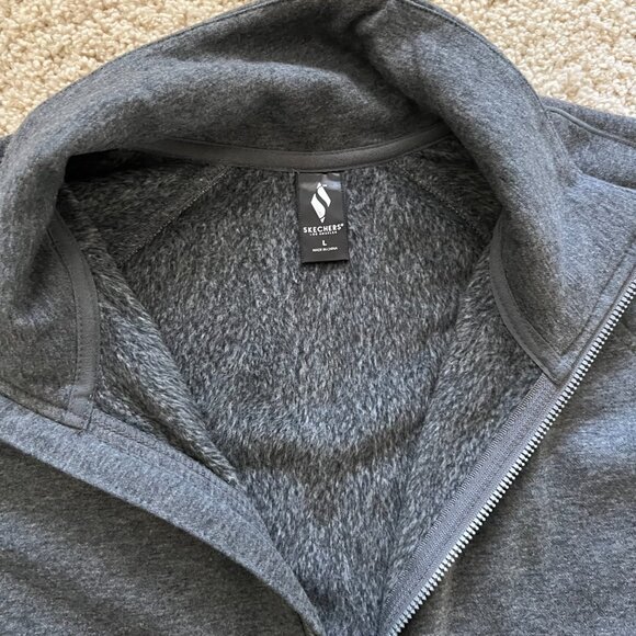 Skechers Womens Snuggle Fleece Mock Zip Jacket, Heather Gray color, Large, New - Picture 3 of 6